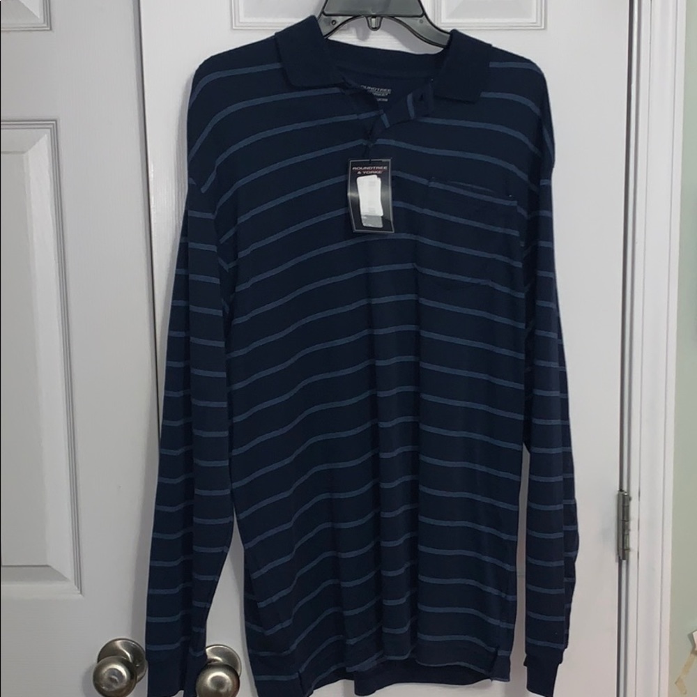 Roundtree & Yorke men’s striped long sleeve collared shirt size Large